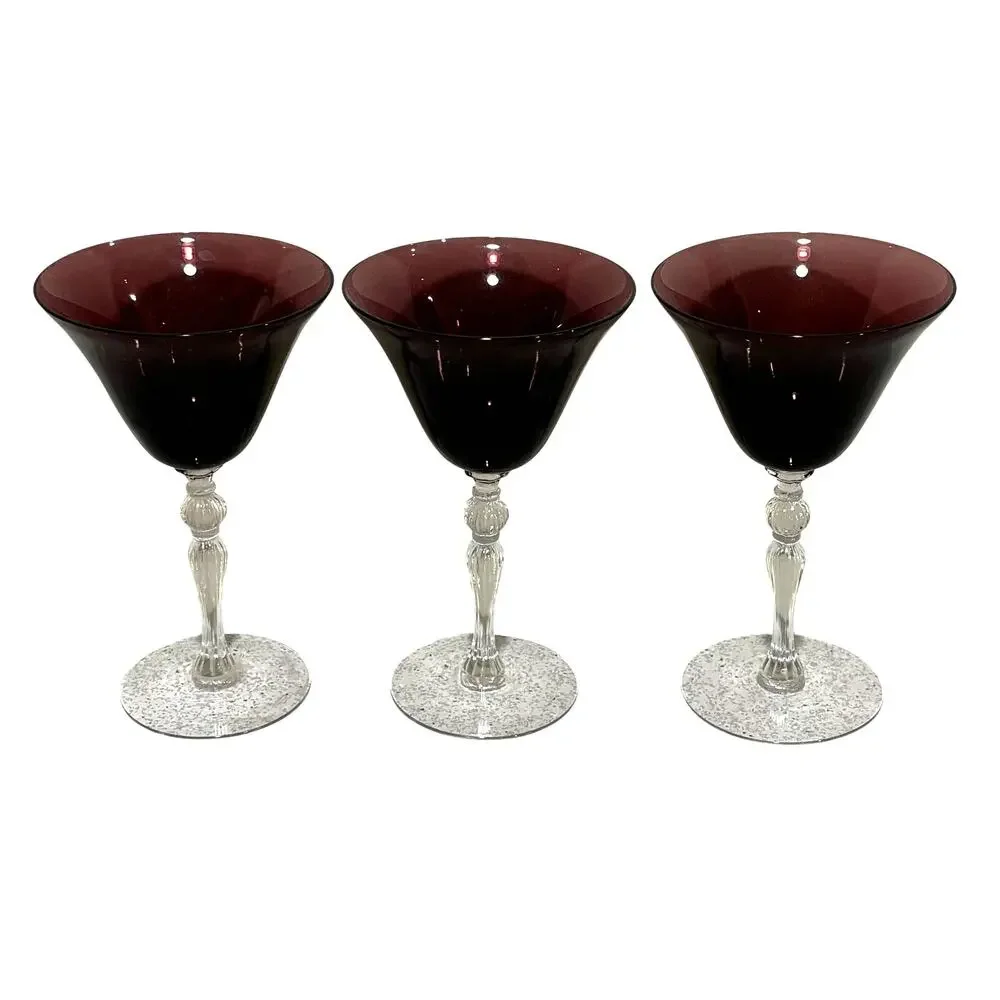 Vintage Cambridge Amethyst Champagne / Tall Sherbet wine glasses (3) Purple